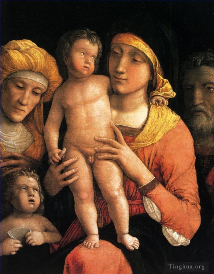 Andrea Mantegna Peinture à l'huile - La sainte famille avec les saintes Elisabeth et l'enfant Jean-Baptiste