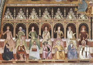 Andrea da Firenze œuvres - Triomphe de saint Thomas et allégorie des sciences détail 1