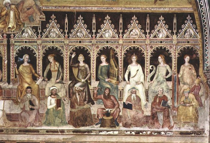 Andrea da Firenze Types de peintures - Triomphe de saint Thomas et allégorie des sciences détail 2