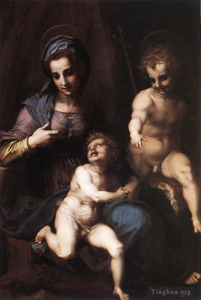 Andrea del Sarto Peinture à l'huile - Vierge à l'Enfant avec le jeune saint Jean