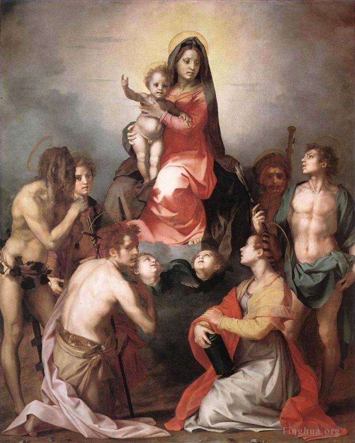 Andrea del Sarto Peinture à l'huile - Madone en gloire et saints