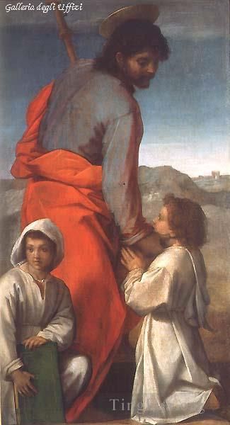 Andrea del Sarto Peinture à l'huile - Saint Jacques avec deux enfants