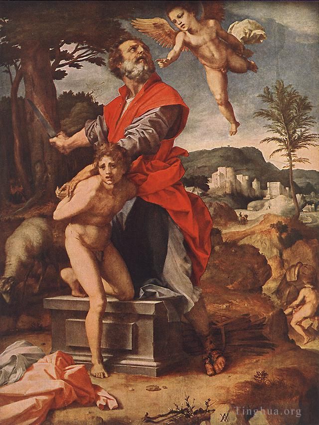 Andrea del Sarto Peinture à l'huile - Le sacrifice d'Abraham