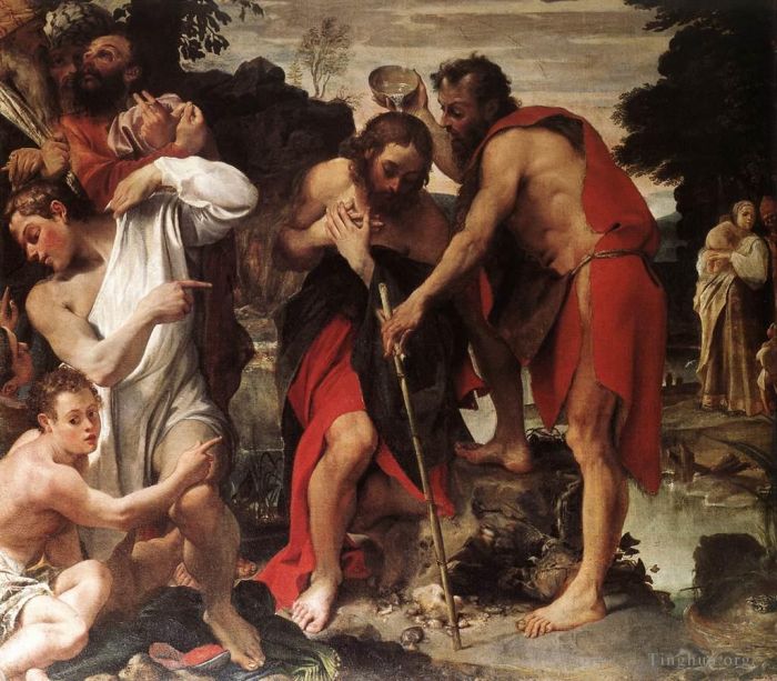 Annibale Carracci Peinture à l'huile - Le baptême du Christ