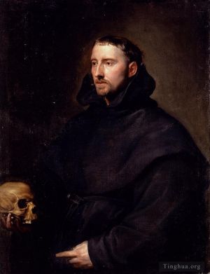 Sir Anthony van Dyck œuvres - Portrait d'Un Moine De L'Ordre Bénédictin Tenant Un Crâne