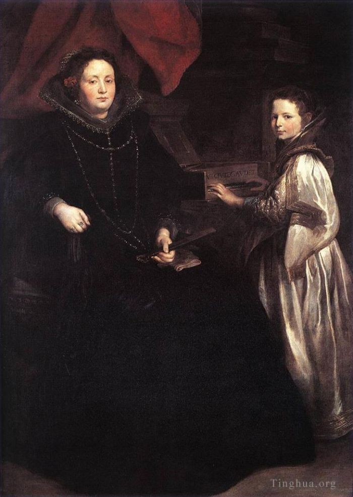 Sir Anthony van Dyck Peinture à l'huile - Portrait de Porzia Imperiale et de sa fille