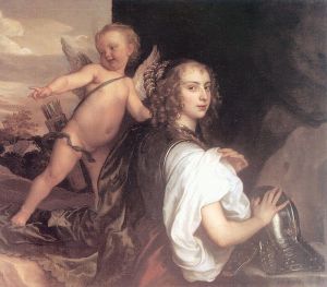 Sir Anthony van Dyck œuvres - Portrait d'une jeune fille en Erminia accompagnée de Cupidon