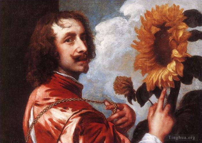 Sir Anthony van Dyck Peinture à l'huile - Autoportrait avec un tournesol