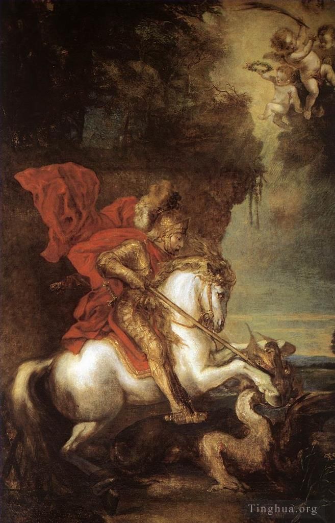 Sir Anthony van Dyck Peinture à l'huile - Saint Georges et le Dragon