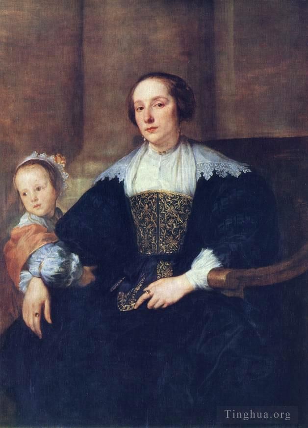 Sir Anthony van Dyck Peinture à l'huile - L'épouse et la fille de Colyn de Nole