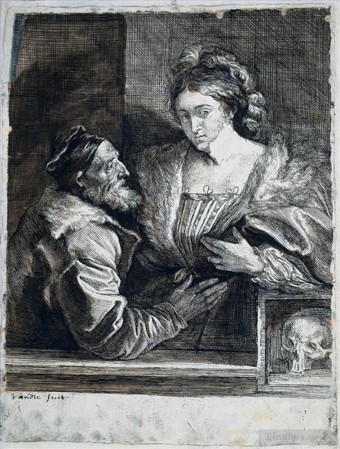 Sir Anthony van Dyck Types de peintures - Autoportrait du Titien avec une jeune femme