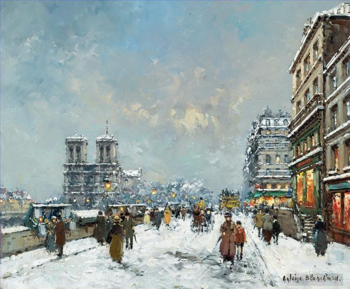 Antoine Blanchard Peinture à l'huile - Notre Dame et les Quais Paris
