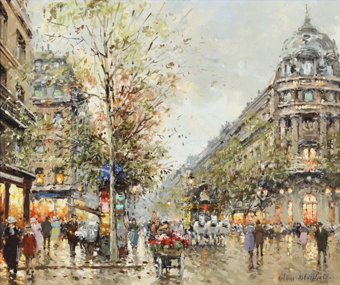 Antoine Blanchard Peinture à l'huile - Paris Boulevard Capucines