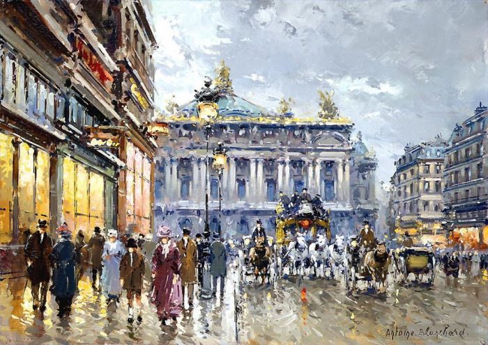 Antoine Blanchard Peinture à l'huile - Avenue de l opera