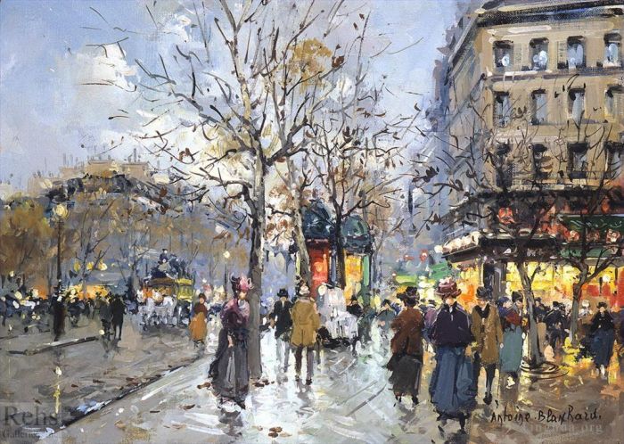 Antoine Blanchard Peinture à l'huile - Boulevard haussmann 1