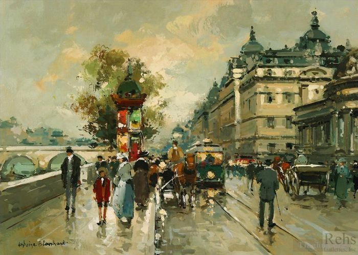 Antoine Blanchard Peinture à l'huile - La gare dorleans et le quai dorsay