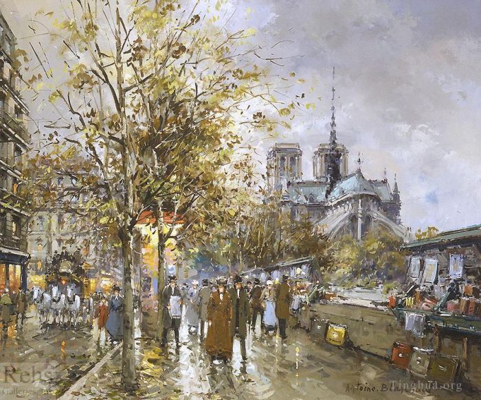 Antoine Blanchard Peinture à l'huile - Paris la cathedrale notre dame