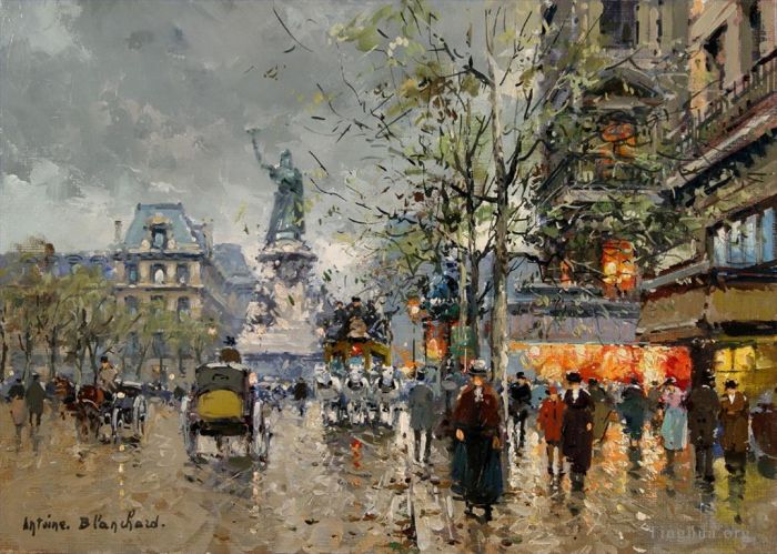 Antoine Blanchard Peinture à l'huile - Place de la republic 4