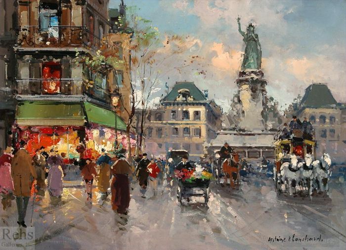 Antoine Blanchard Peinture à l'huile - Place de la republic 8