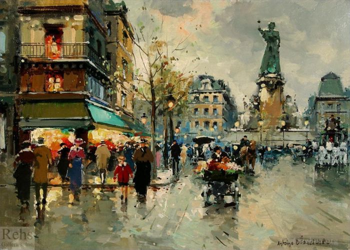 Antoine Blanchard Peinture à l'huile - Place de la republic