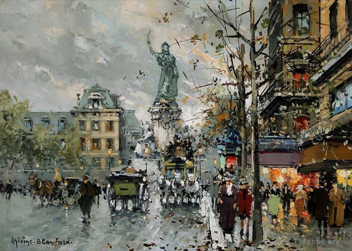 Antoine Blanchard Peinture à l'huile - Place de la republique 4