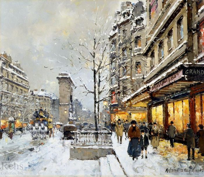 Antoine Blanchard Peinture à l'huile - Porte st denis winter