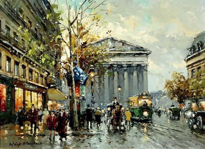 Antoine Blanchard Peinture à l'huile - Rue royal madeleine 1