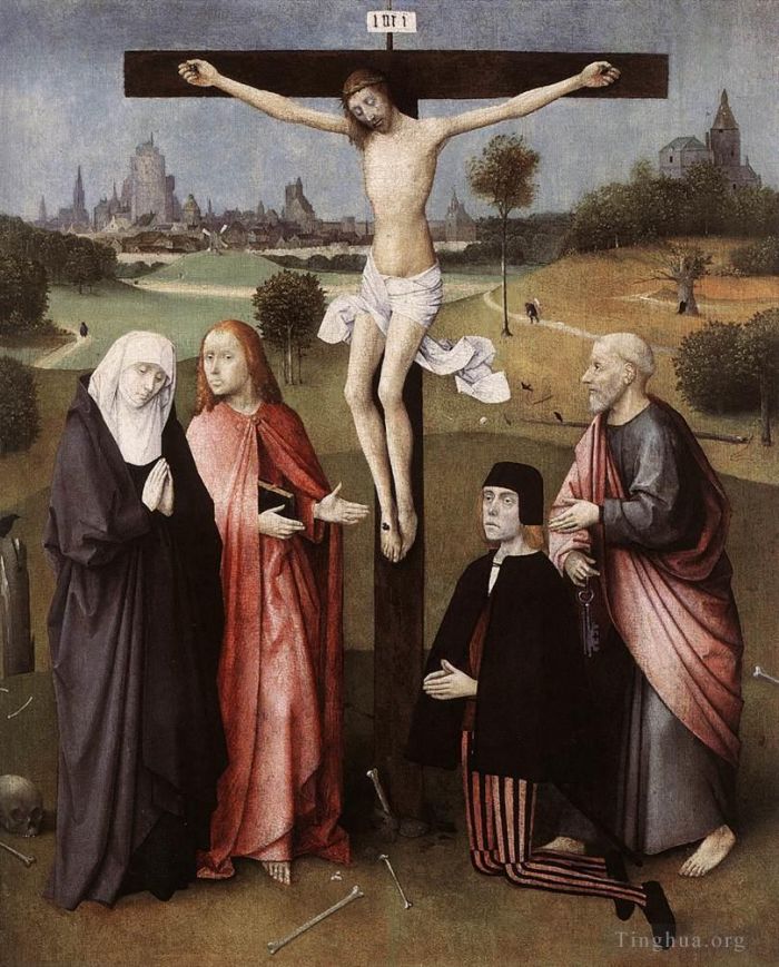 Jean-Antoine Watteau Peinture à l'huile - BOSCH Crucifixion de Jérôme avec un donateur