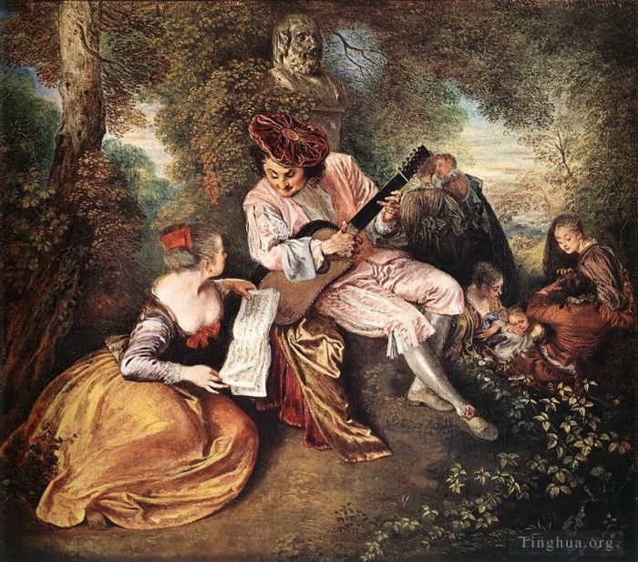 Jean-Antoine Watteau Peinture à l'huile - La gamme damour The Love Song