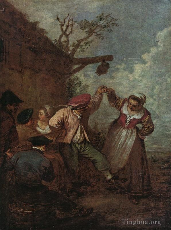 Jean-Antoine Watteau Peinture à l'huile - Danse paysanne