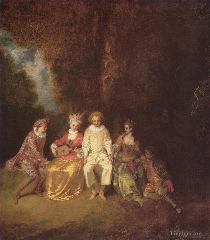 Jean-Antoine Watteau Peinture à l'huile - Contenu Pierrot