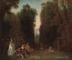 Jean-Antoine Watteau œuvres - Vue à travers les arbres du parc Pierre Crozat