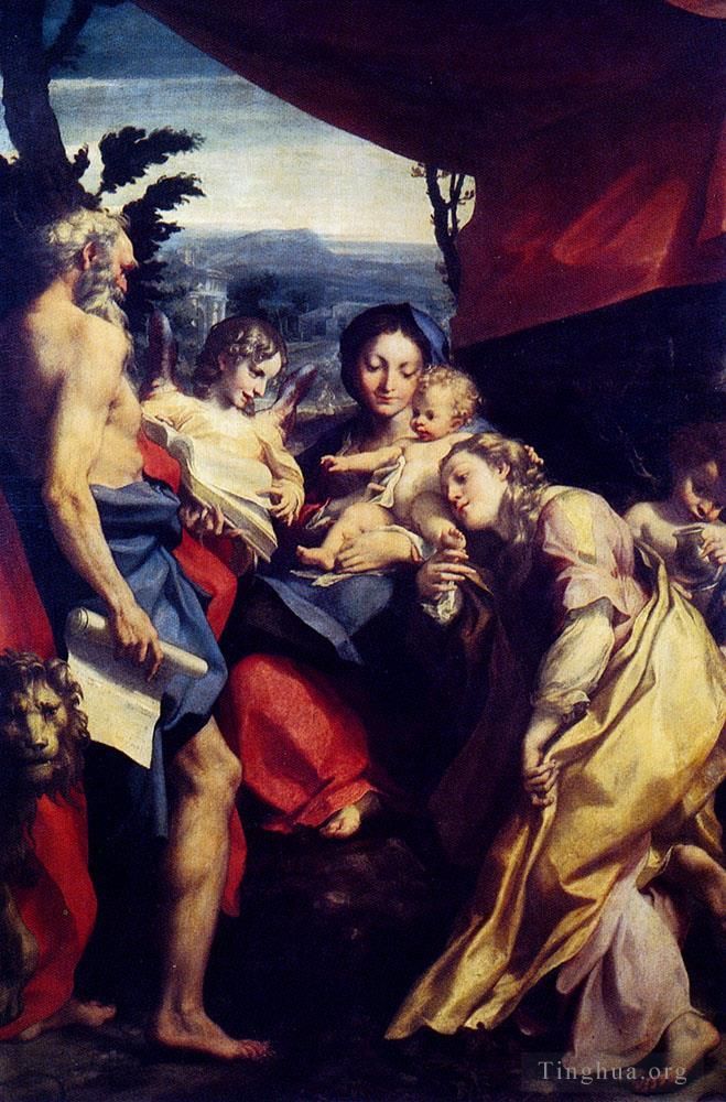 Antonio Allegri da Correggio Peinture à l'huile - Madone de Saint Jérôme
