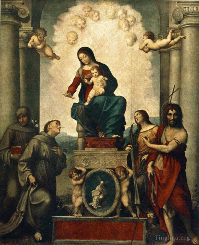 Antonio Allegri da Correggio Peinture à l'huile - Madone avec saint François