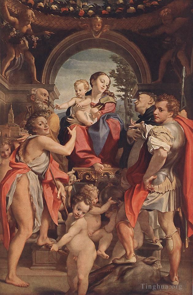 Antonio Allegri da Correggio Peinture à l'huile - Madone avec saint Georges