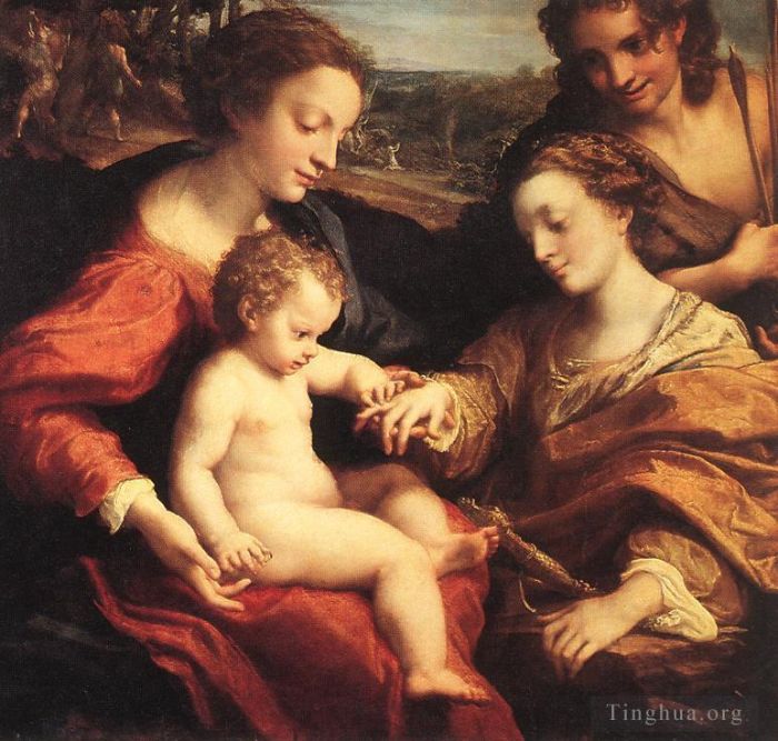 Antonio Allegri da Correggio Peinture à l'huile - Le mariage mystique de Sainte Catherine 2