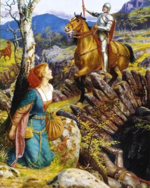 Arthur Hughes œuvres - Renversement du chevalier rouillé