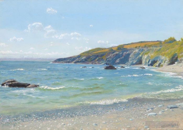 Arthur Hughes Peinture à l'huile - Paysage de Perran Point Cornwall Arthur Hughes
