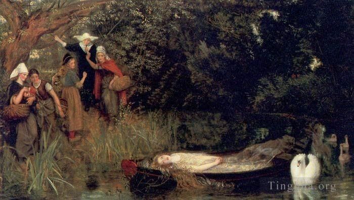 Arthur Hughes Peinture à l'huile - La Dame de Shalott