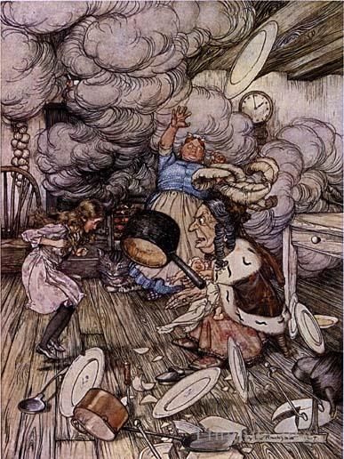 Arthur Rackham Types de peintures - Alice au Pays des Merveilles Cochon et Poivre