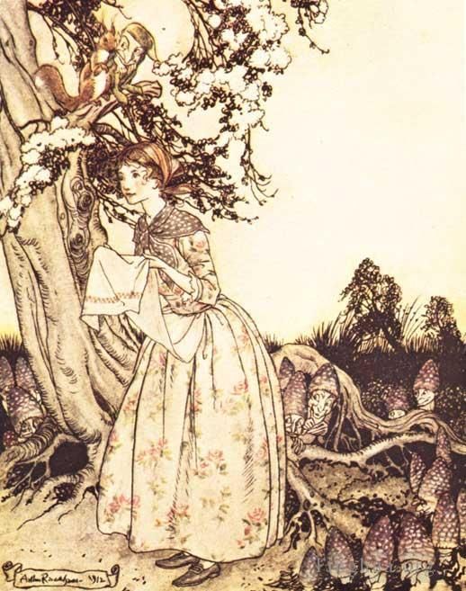 Arthur Rackham Types de peintures - Mother Goose The Fair Maid qui est la première du printemps