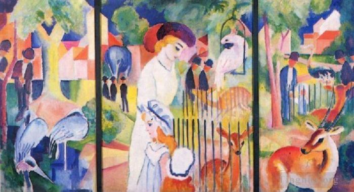 August Macke Peinture à l'huile - Un jardin zoologique