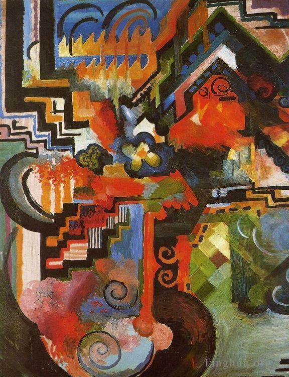 August Macke Peinture à l'huile - Composition colorée