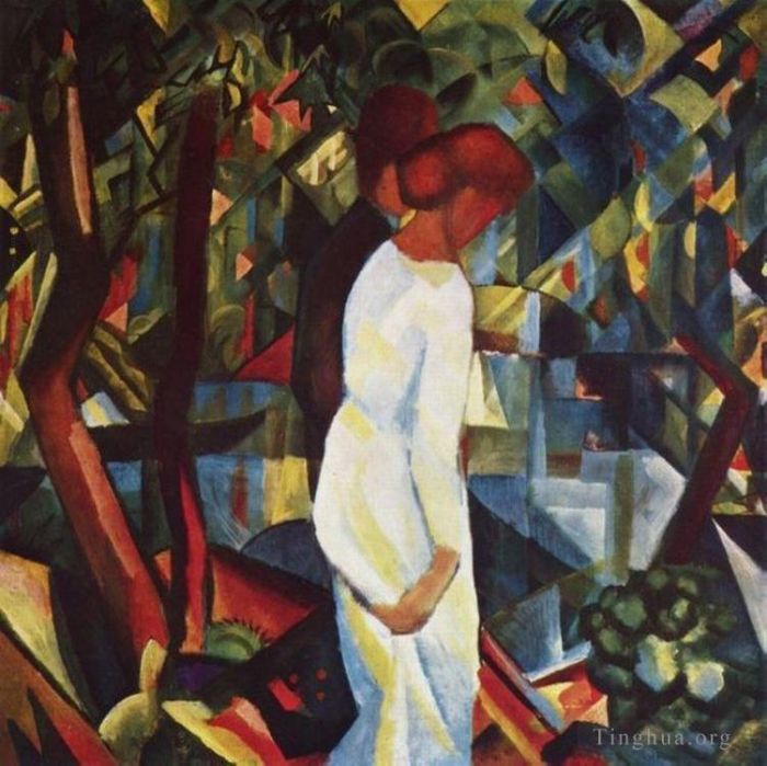 August Macke Peinture à l'huile - Couple dans la forêt