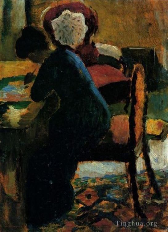 August Macke Peinture à l'huile - Elisabeth au bureau