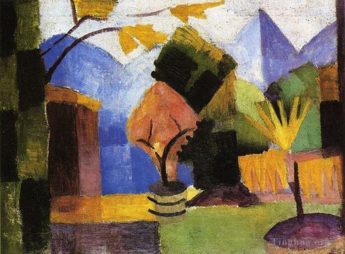 August Macke Peinture à l'huile - Jardin au bord du lac de Thoune