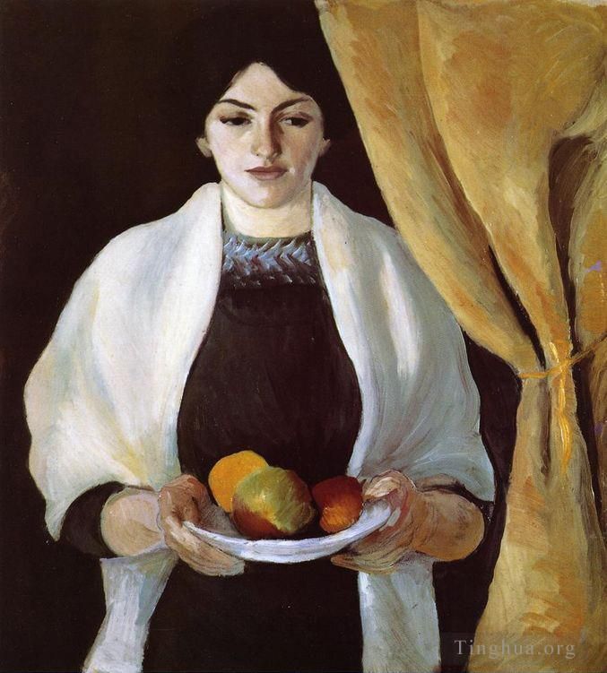 August Macke Peinture à l'huile - Portrait aux pommes épouse de l'artiste