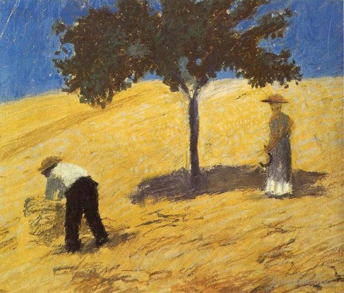 August Macke Peinture à l'huile - Arbre dans le champ de céréales