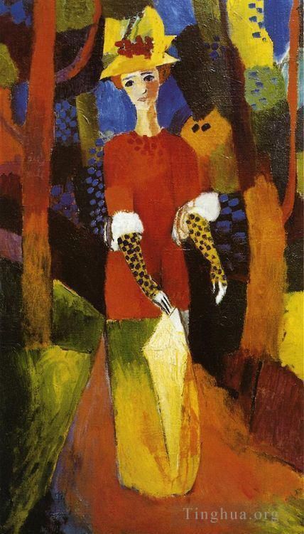 August Macke Peinture à l'huile - Femme dans le parc