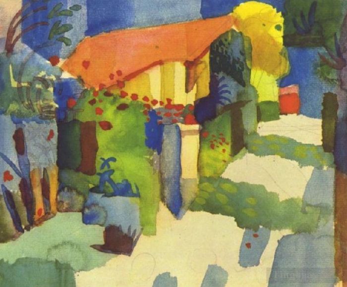 August Macke Types de peintures - Maison dans le jardin
